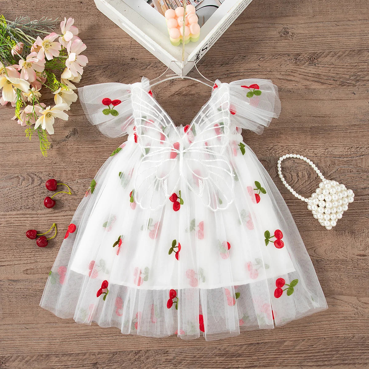 Butterfly Wing Floral Chiffon Princess Dress