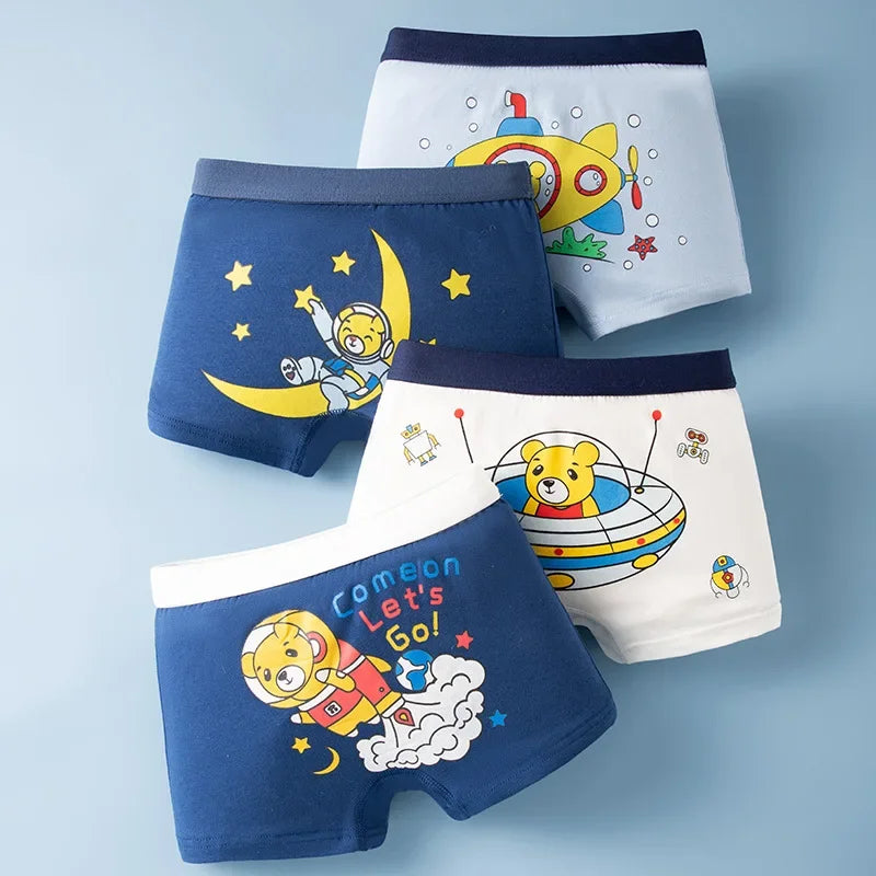 4-Piece Cartoon-Printed Briefs