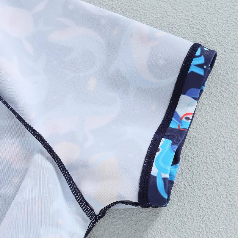 Shark Elastic Waist Swim Trunks