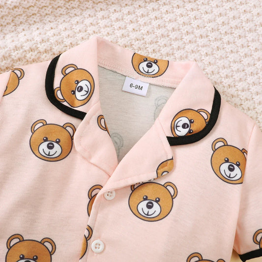 2-Piece Short Sleeve Bear Pajama Set