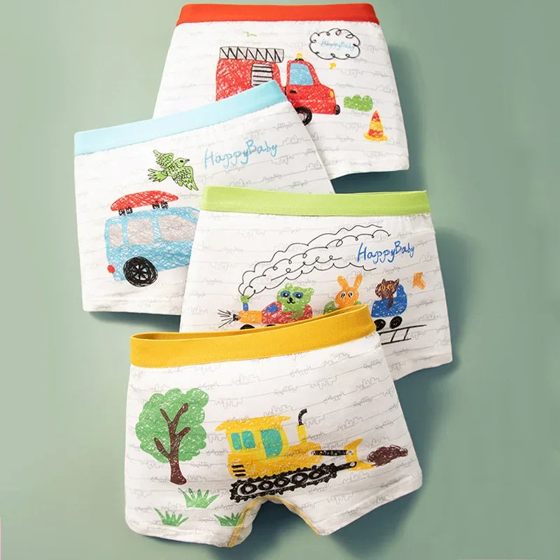4-Piece Cartoon-Printed Briefs