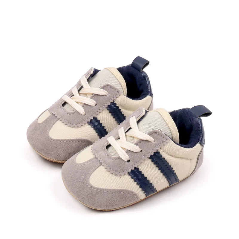Two-Stripe Baby Moccasins for First Walks