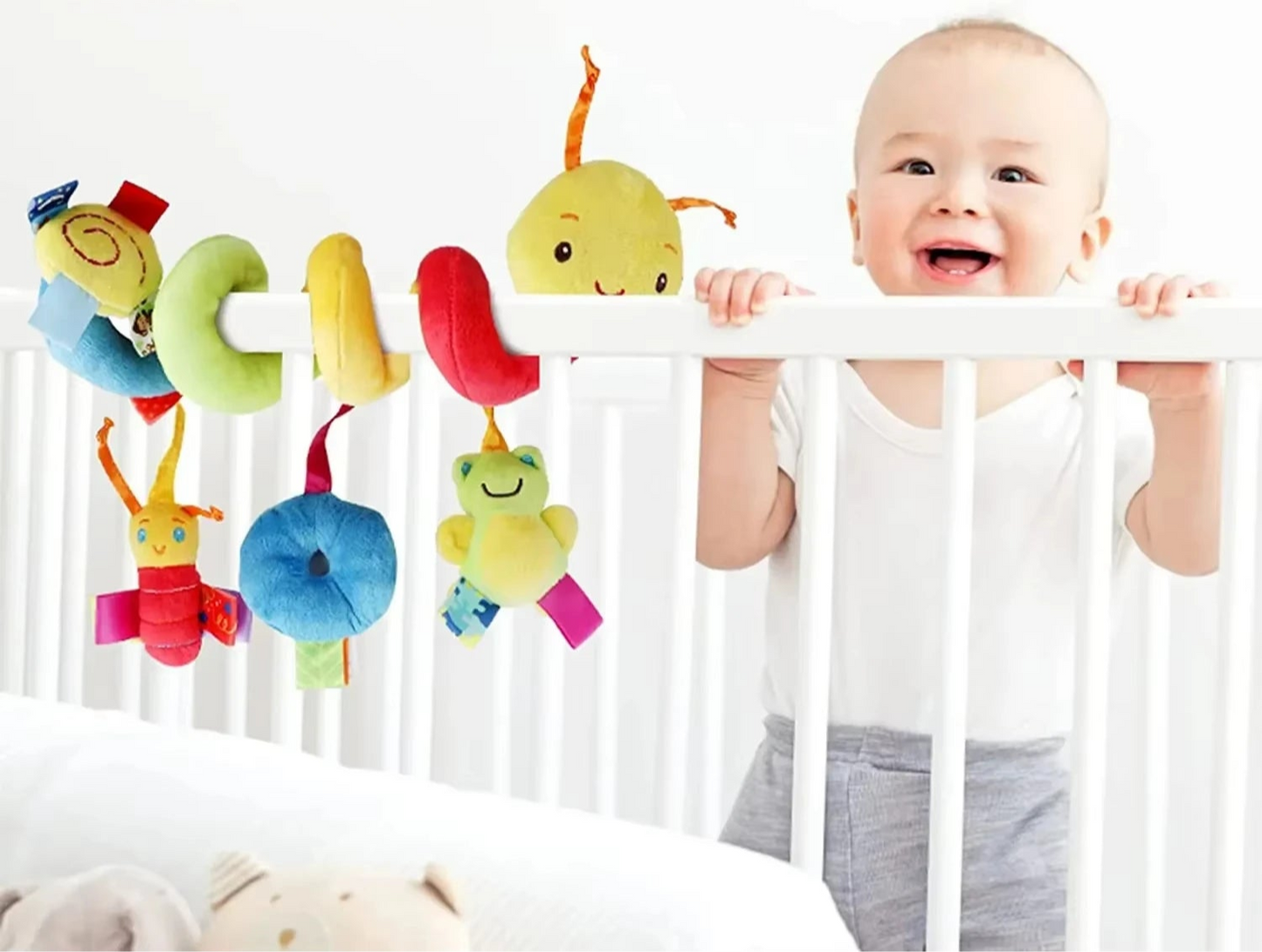 Spiral Baby Hanging Toy – Crib, Stroller & Car Seat Mobile with Soft Rattles