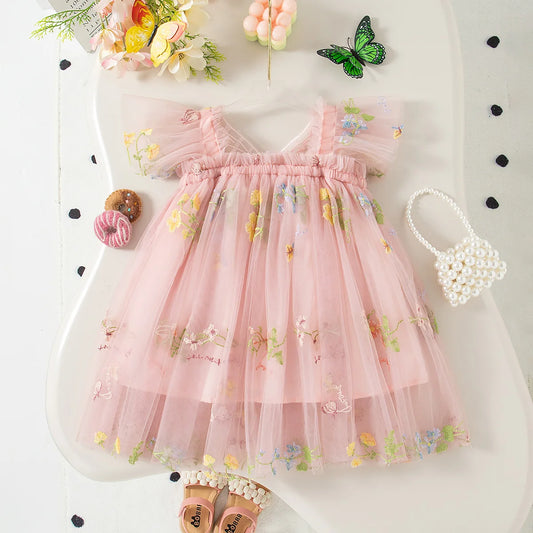 Butterfly Wing Floral Chiffon Princess Dress