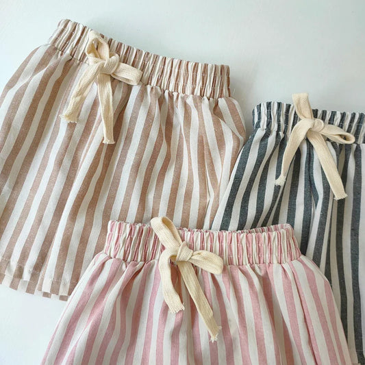 Vintage Linen Cotton Stripe Shorts