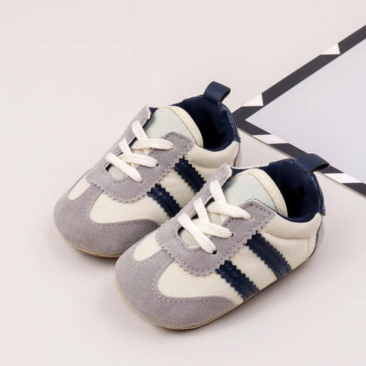 Two-Stripe Baby Moccasins for First Walks