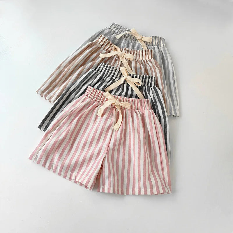 Vintage Linen Cotton Stripe Shorts