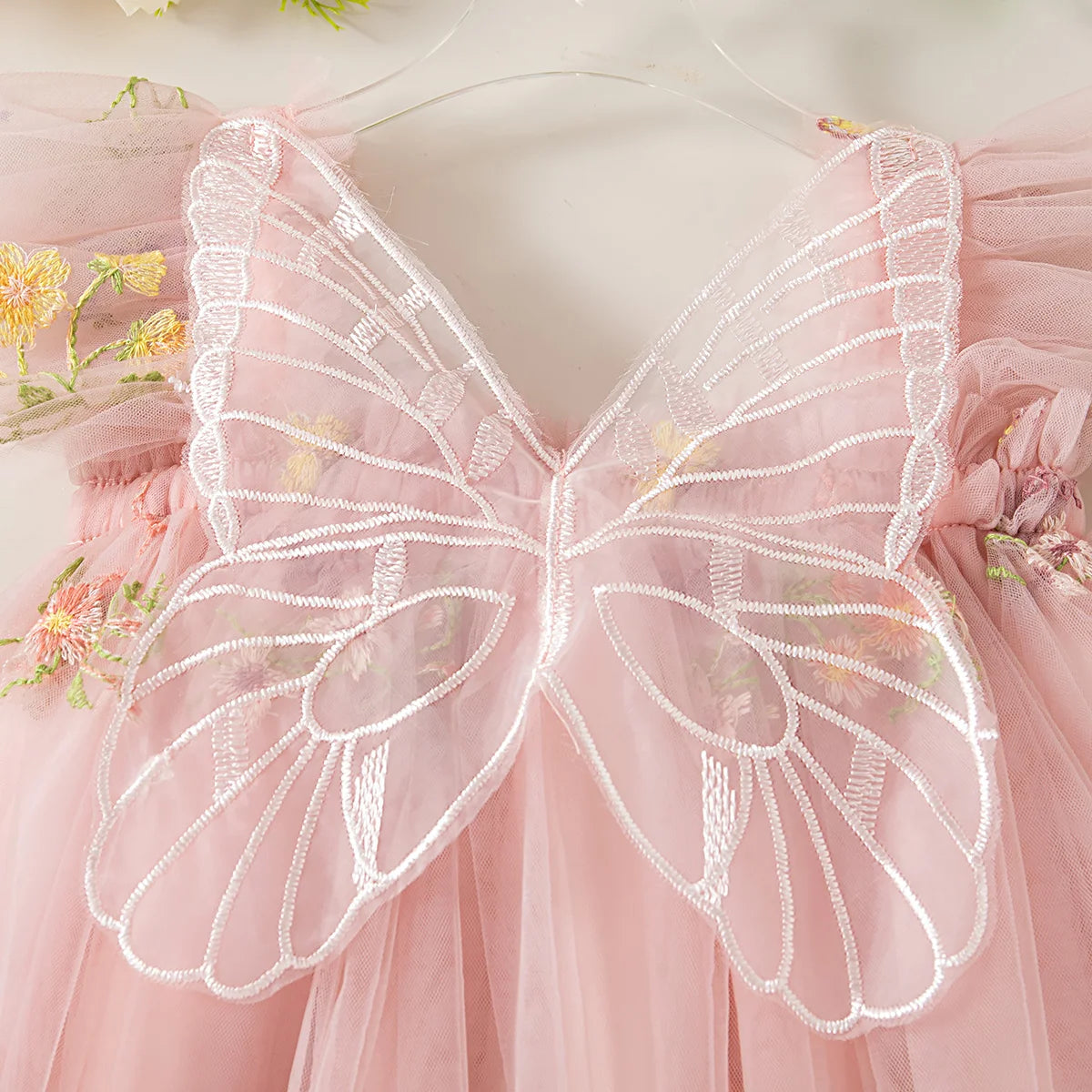 Butterfly Wing Floral Chiffon Princess Dress