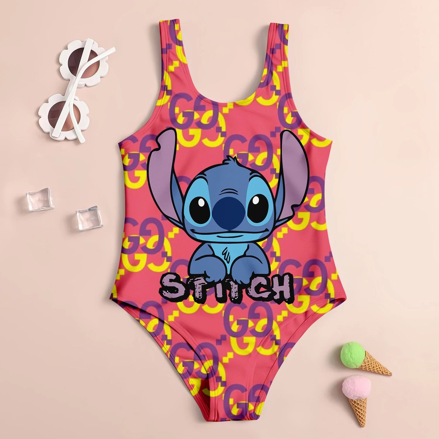 Stitch Cartoon Swimwear Quick-Dry UV Protection