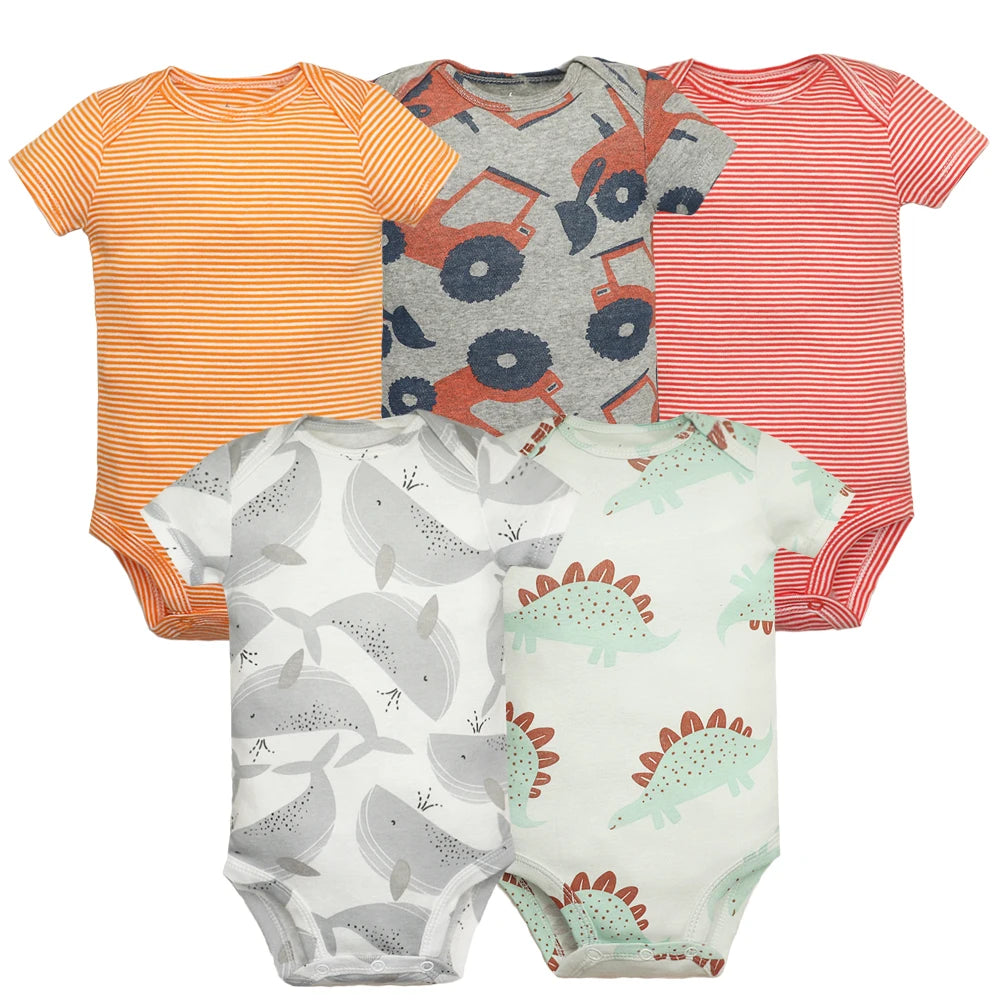 5-Pack Short Sleeve Soft Baby Bodysuits