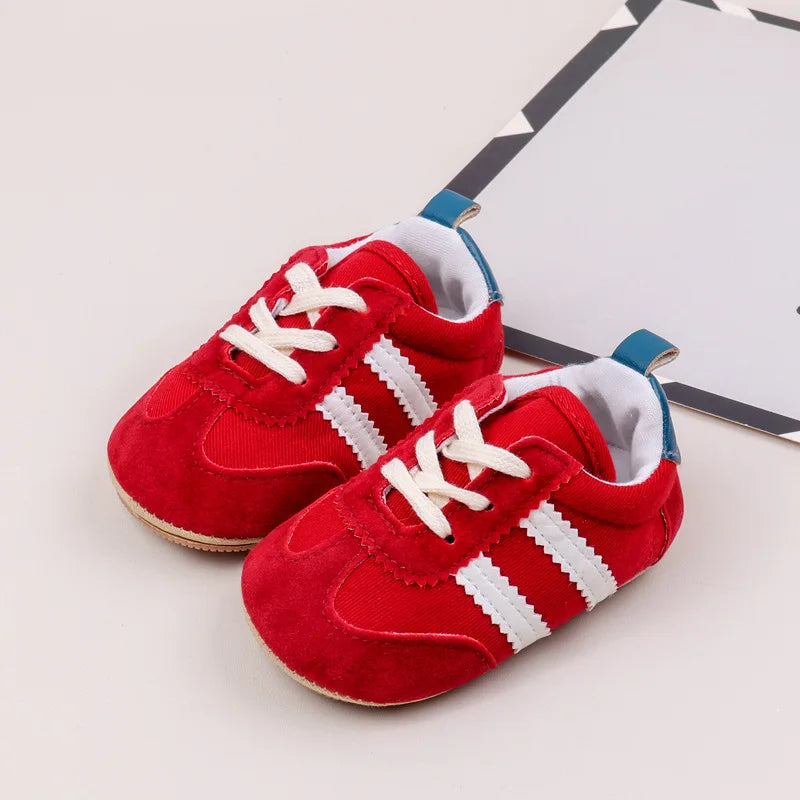 Two-Stripe Baby Moccasins for First Walks