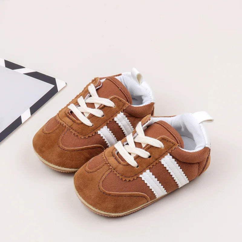 Two-Stripe Baby Moccasins for First Walks