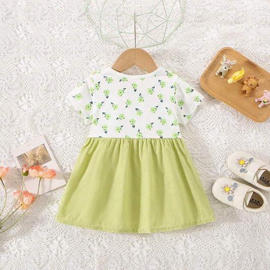 Baby Girl Flower 2-Piece Shoulder Strap Dress