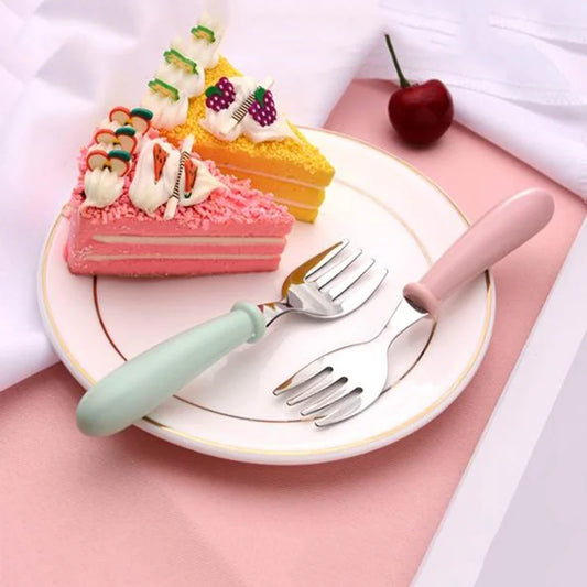 3-Piece Portable Children Feeding Spoon Forks Stainless Steel Set