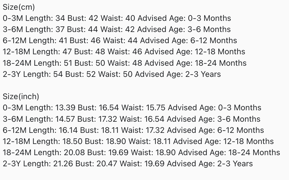 Size Chart