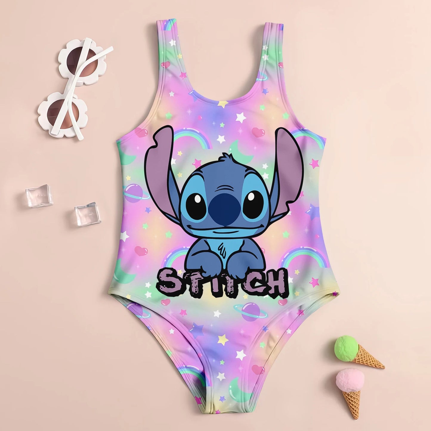 Stitch Cartoon Swimwear Quick-Dry UV Protection