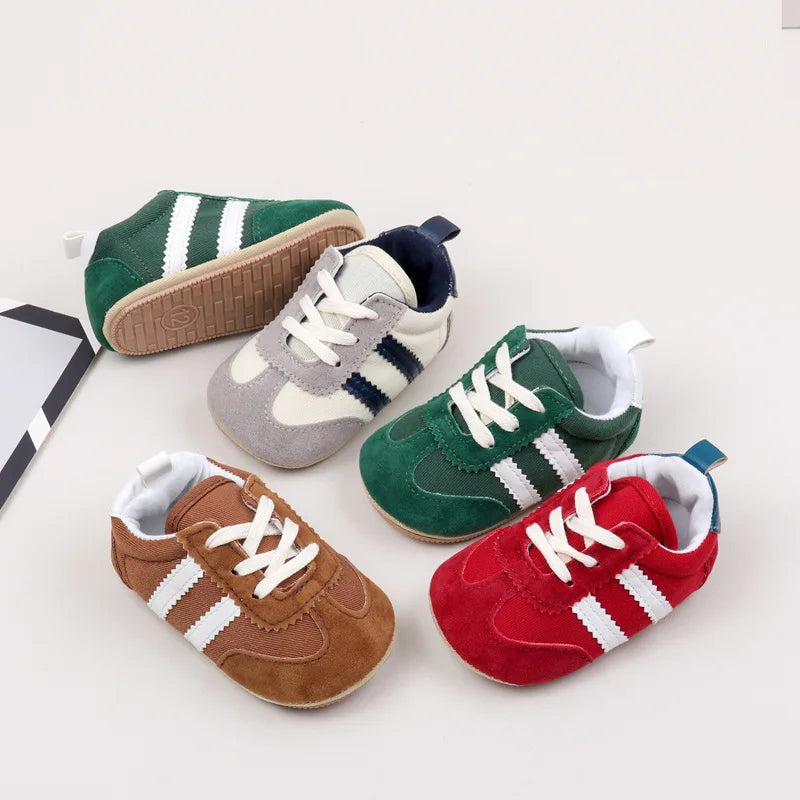 Two-Stripe Baby Moccasins for First Walks
