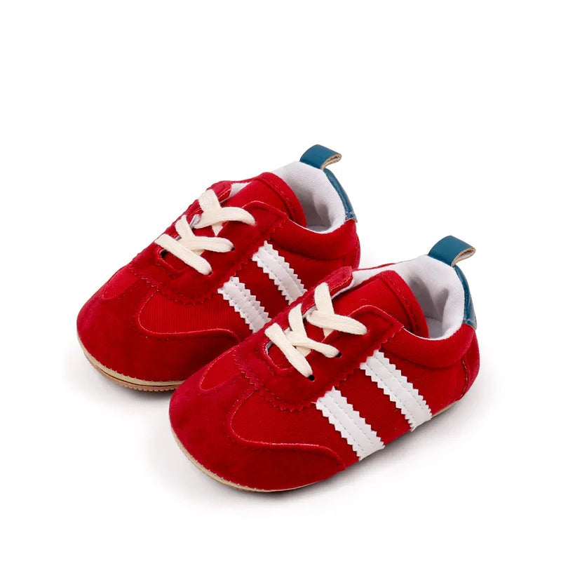 Two-Stripe Baby Moccasins for First Walks