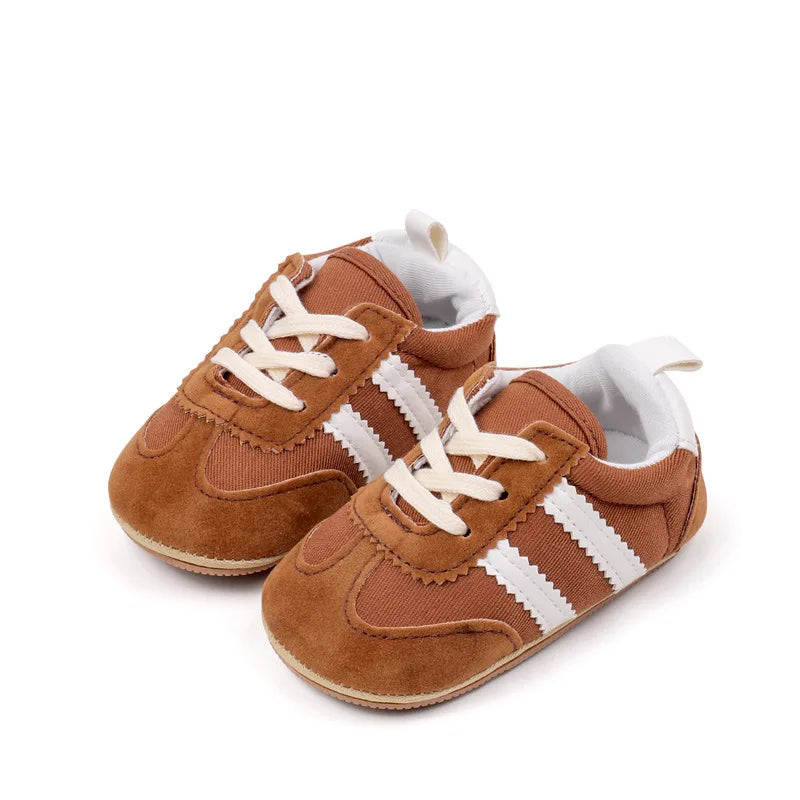 Two-Stripe Baby Moccasins for First Walks
