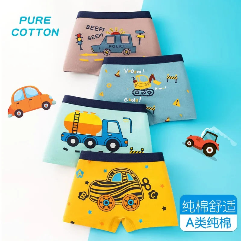 4-Piece Cartoon-Printed Briefs