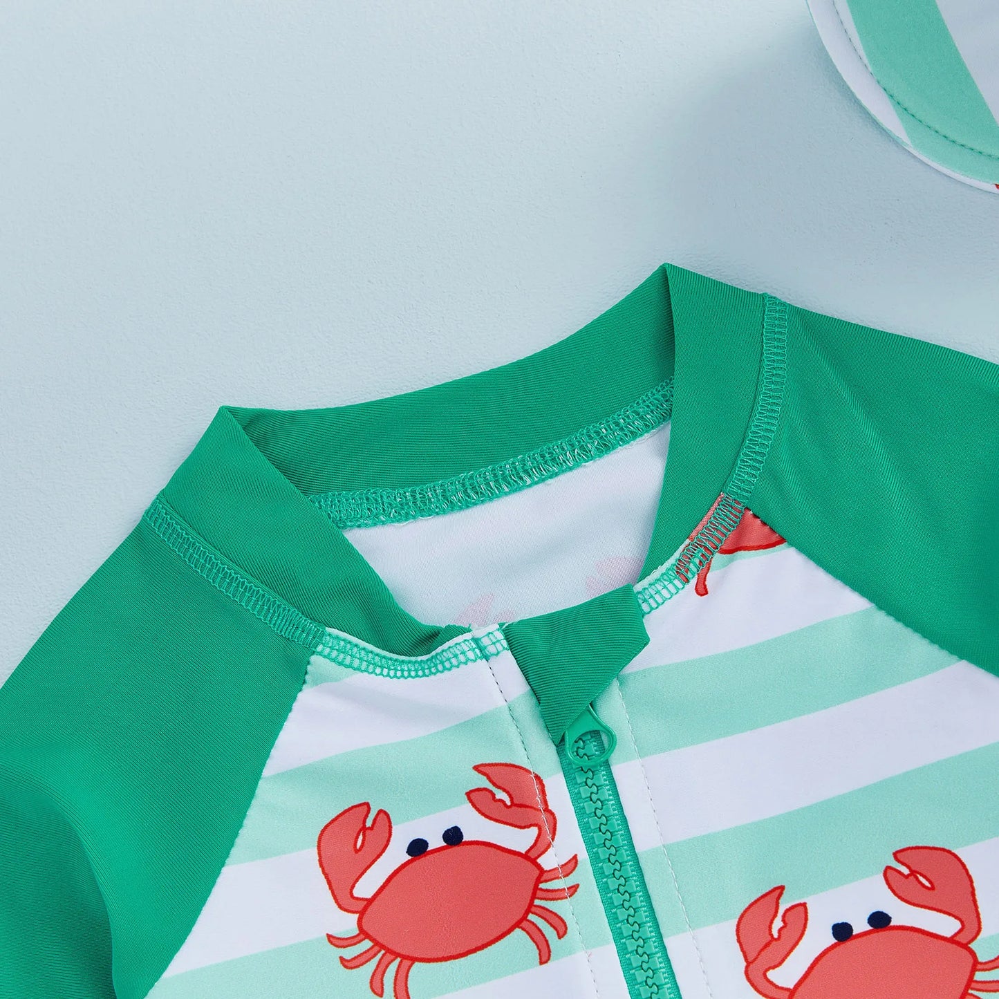 2-Piece Long Sleeve Crab Swimwear & Hat