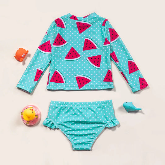 2-Piece Long Sleeve Swim Watermelon Set