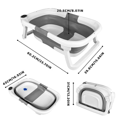Foldable Baby Bathtub With Soft Cushion And Thermometer