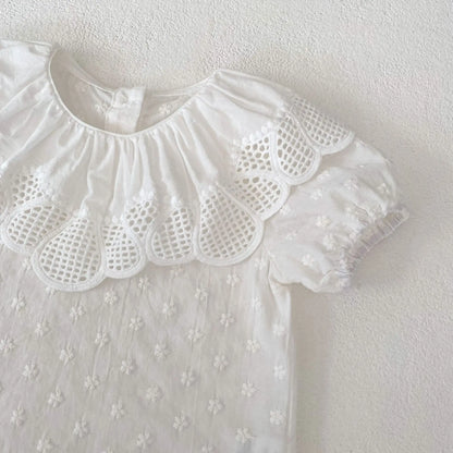 Flower Bubble Short Sleeve Blouse