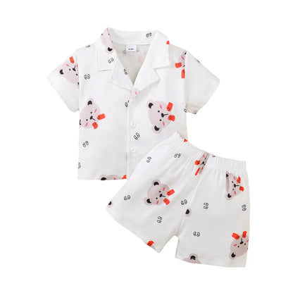 2-Piece Short Sleeve Bear Pajama Set