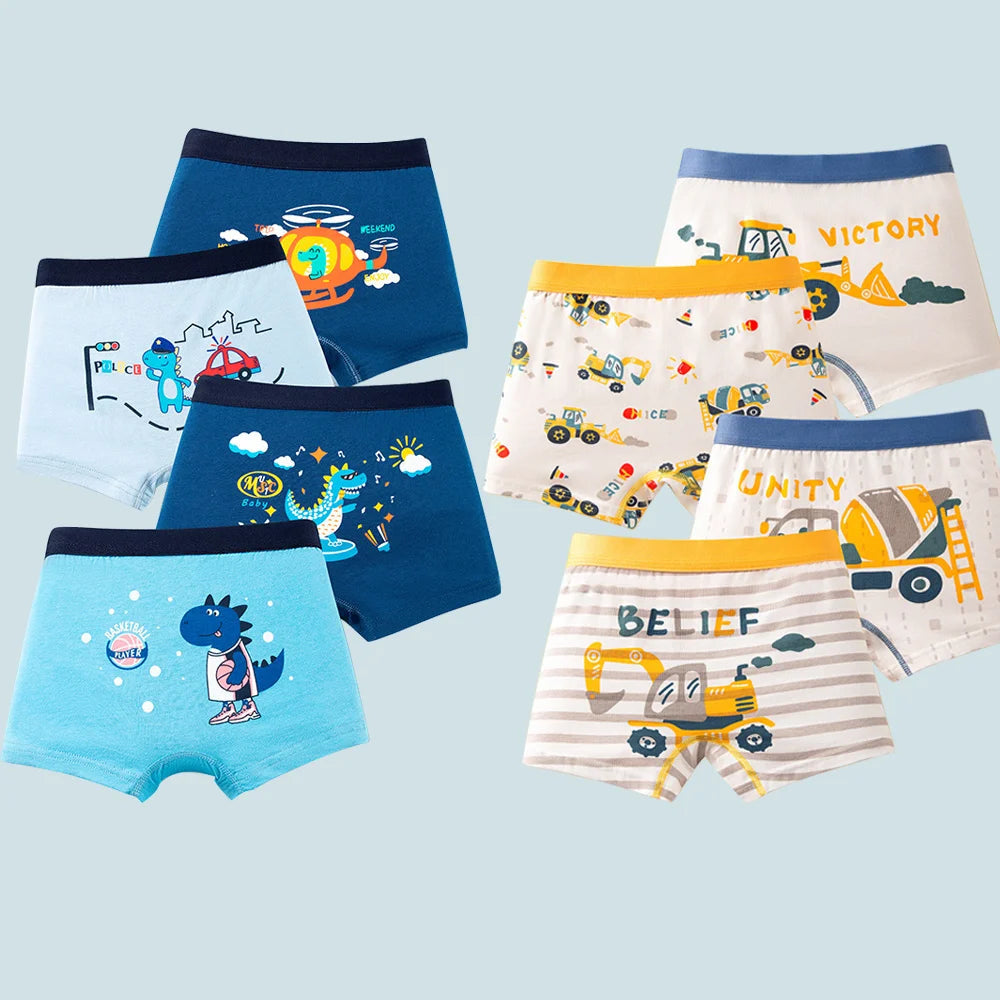 1/4/8 pcs Cotton Boys Boxer Briefs