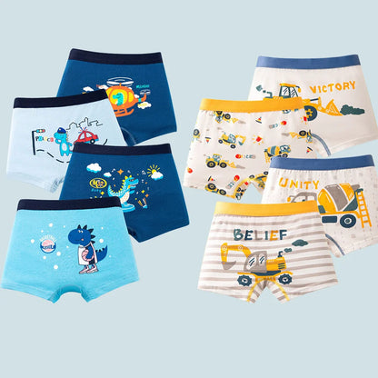 1/4/8 pcs Cotton Boys Boxer Briefs