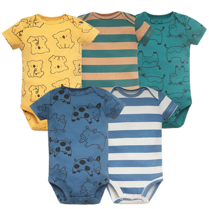 5-Pack Short Sleeve Soft Baby Bodysuits