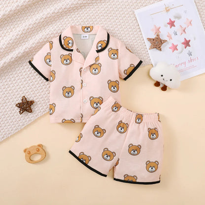2-Piece Short Sleeve Bear Pajama Set
