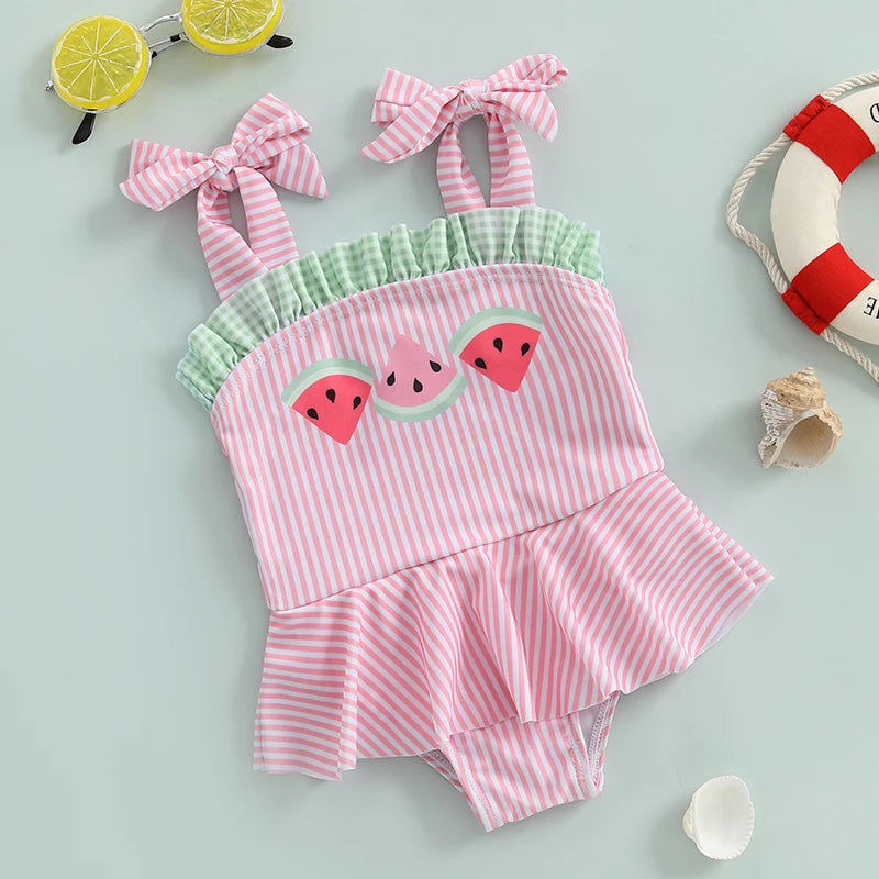 Watermelon Sleeveless Tie Shoulder Swimwear