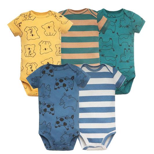 5-Pack Short Sleeve Soft Baby Bodysuits