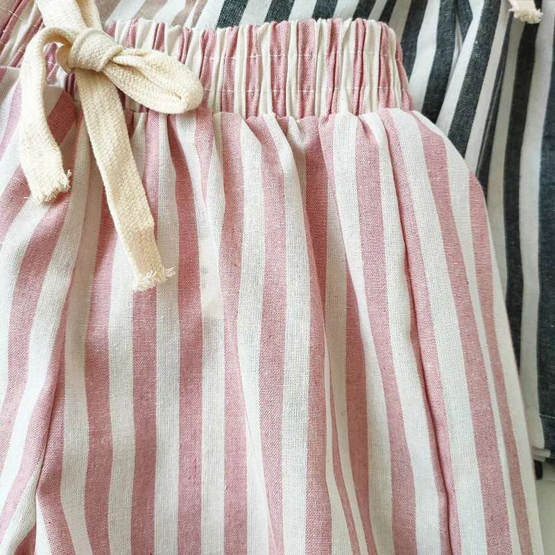 Vintage Linen Cotton Stripe Shorts