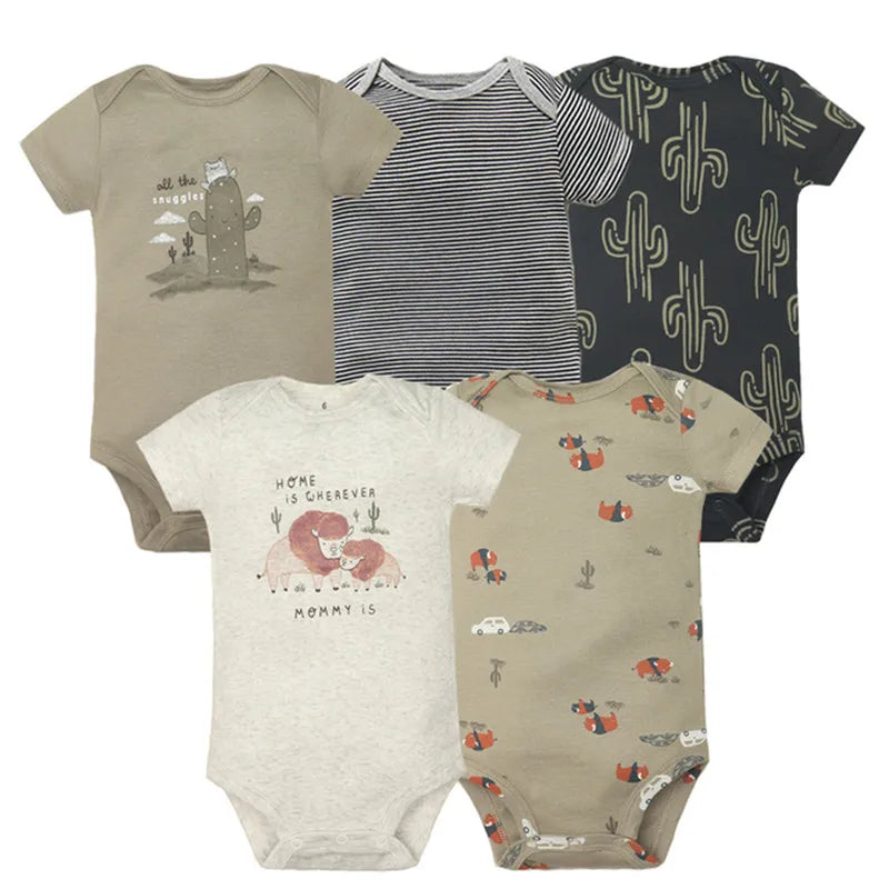 5-Pack Short Sleeve Soft Baby Bodysuits