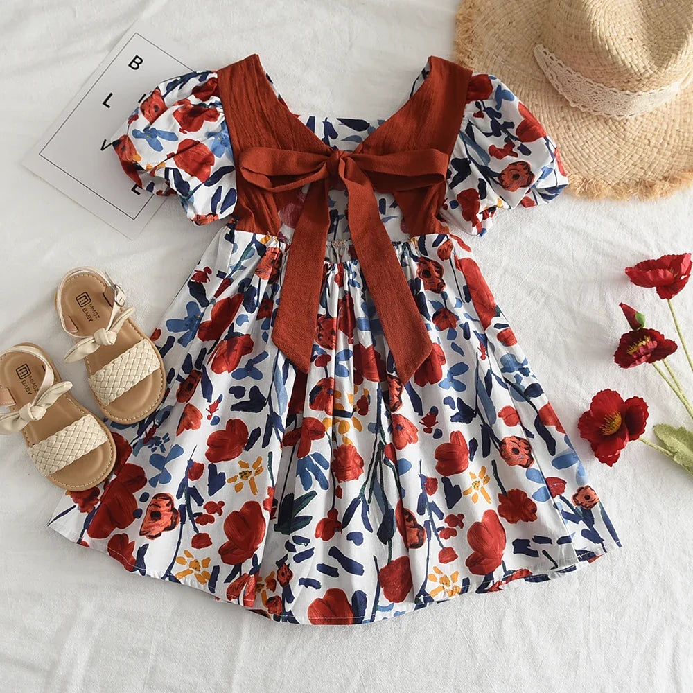 Rose Pink Plaid Bow Princess Dress