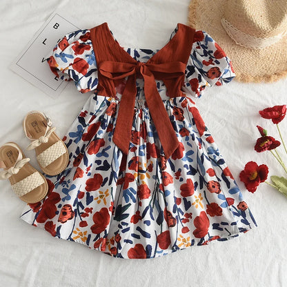 Rose Pink Plaid Bow Princess Dress