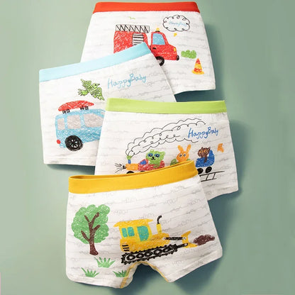 4-Piece Cartoon-Printed Briefs