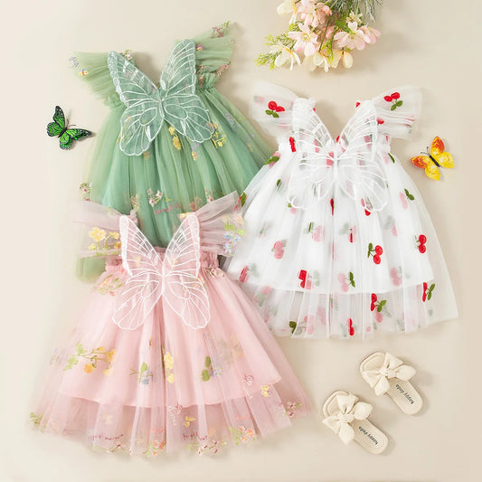 Butterfly Wing Floral Chiffon Princess Dress
