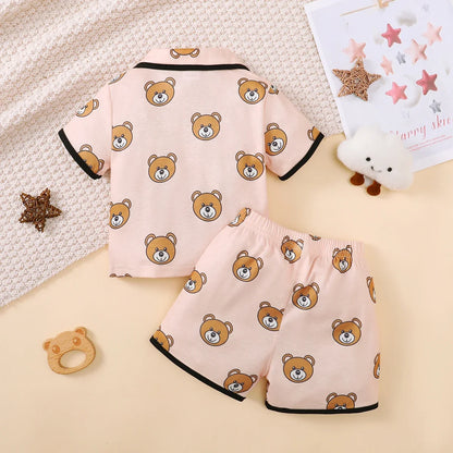2-Piece Short Sleeve Bear Pajama Set