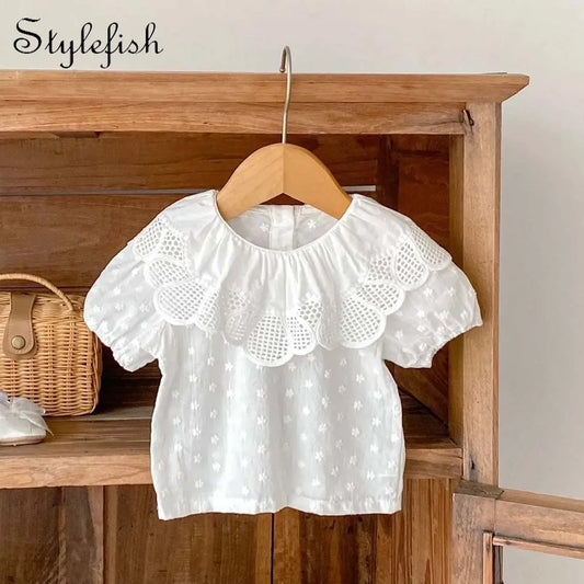 Flower Bubble Short Sleeve Blouse