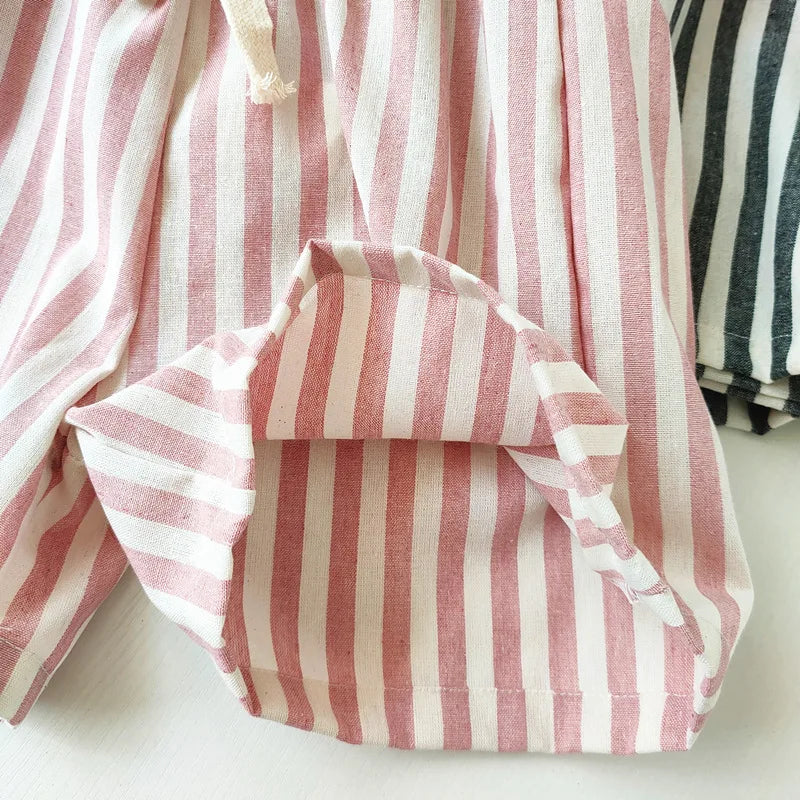Vintage Linen Cotton Stripe Shorts