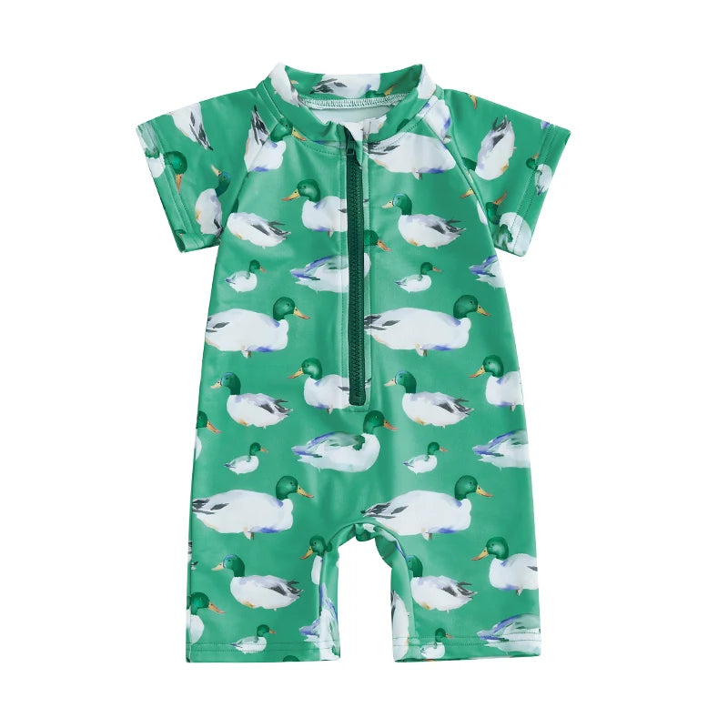 Zip Up Short Sleeve  Swimwear