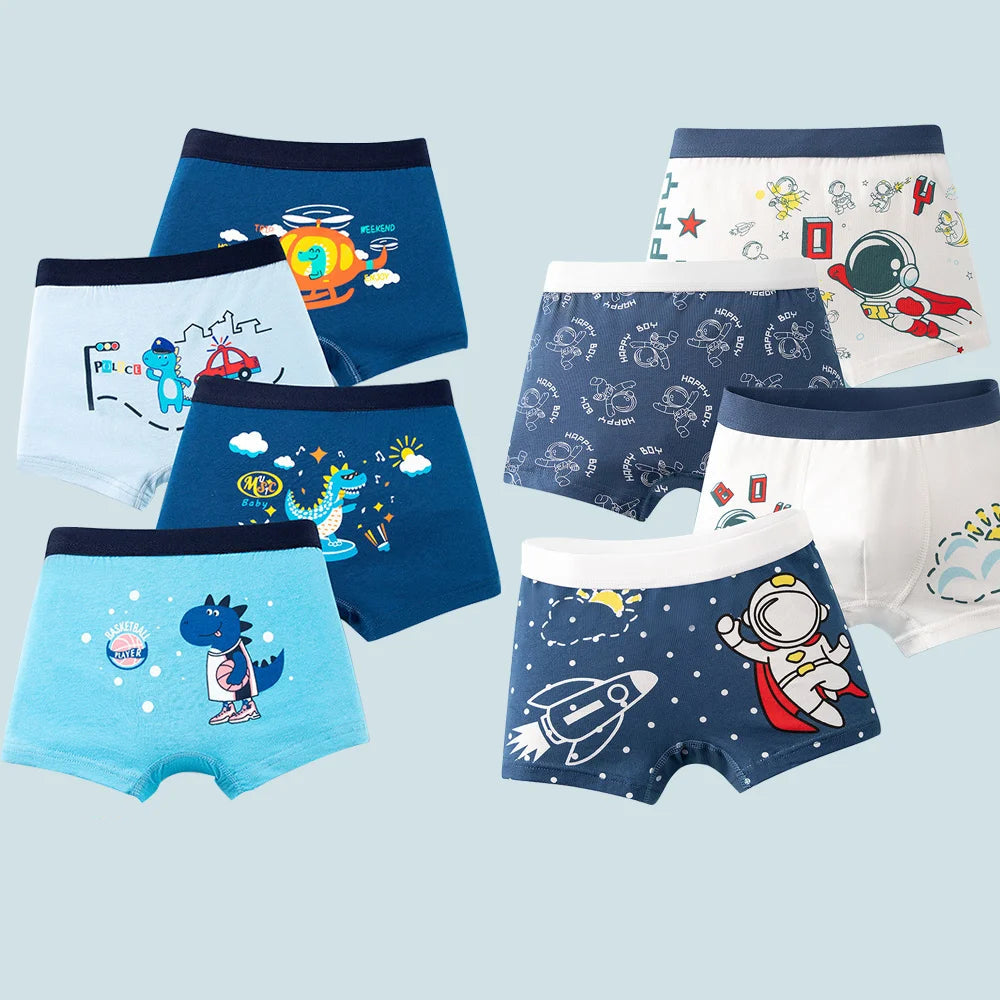 1/4/8 pcs Cotton Boys Boxer Briefs