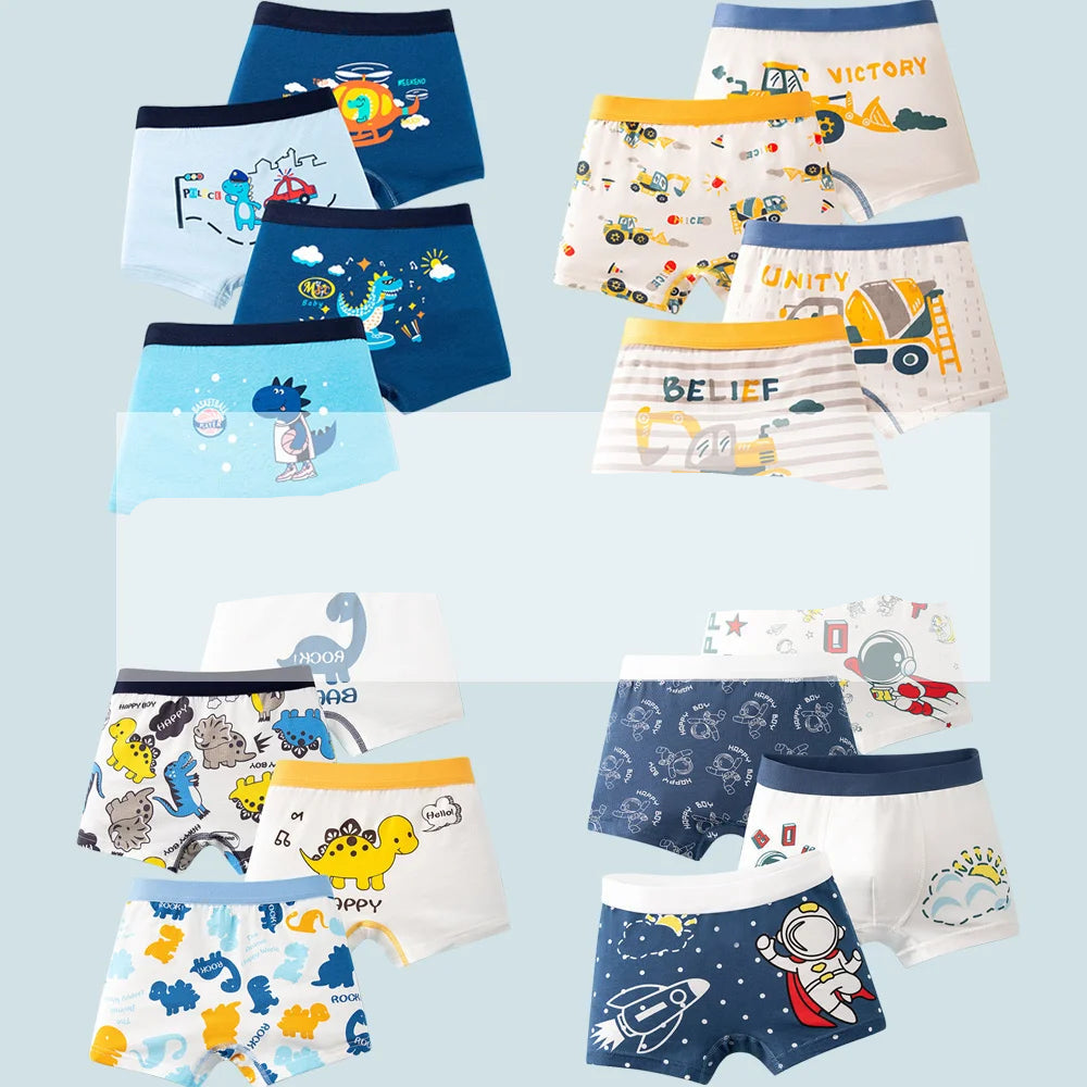 1/4/8 pcs Cotton Boys Boxer Briefs