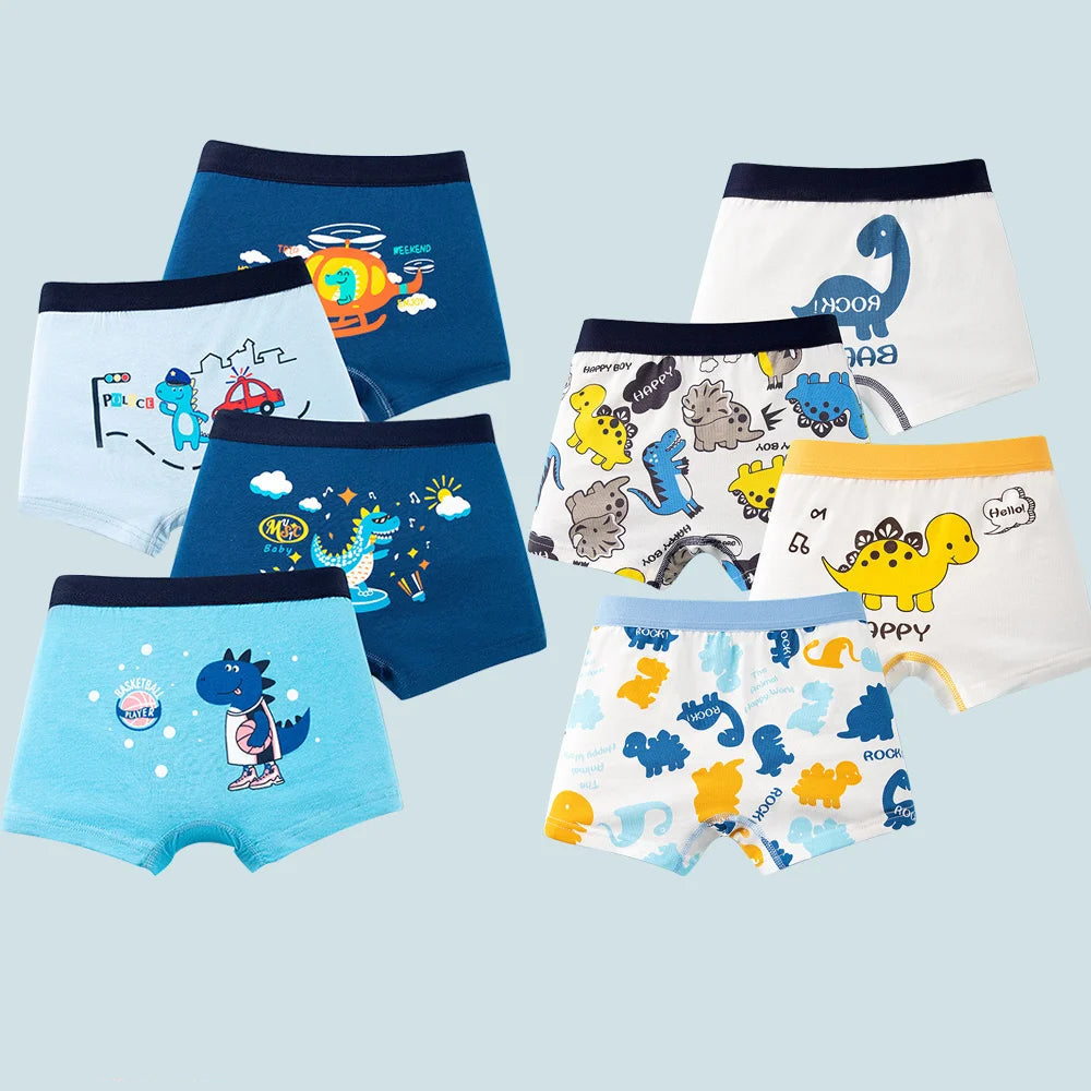 1/4/8 pcs Cotton Boys Boxer Briefs