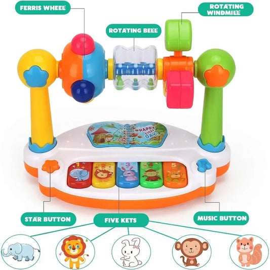 Baby Piano Rotating Music Keyboard Light Sound