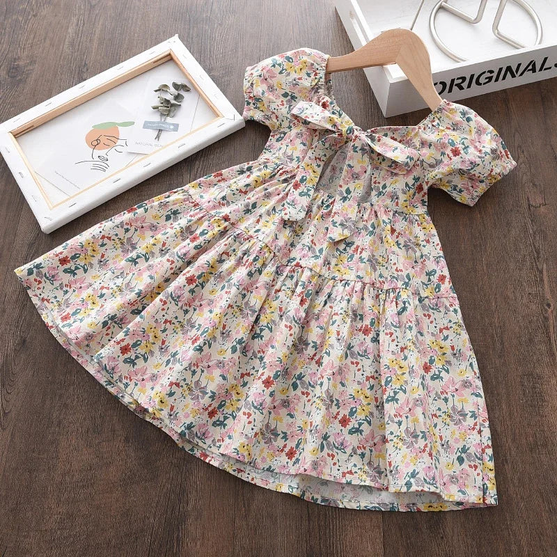 Rose Pink Plaid Bow Princess Dress